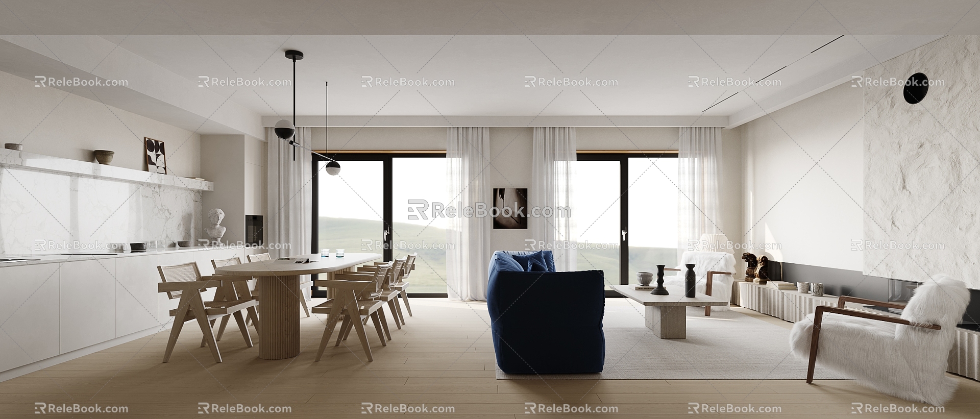 Modern Guest Restaurant Living Room Home Decoration Villa Home Decoration 3d model