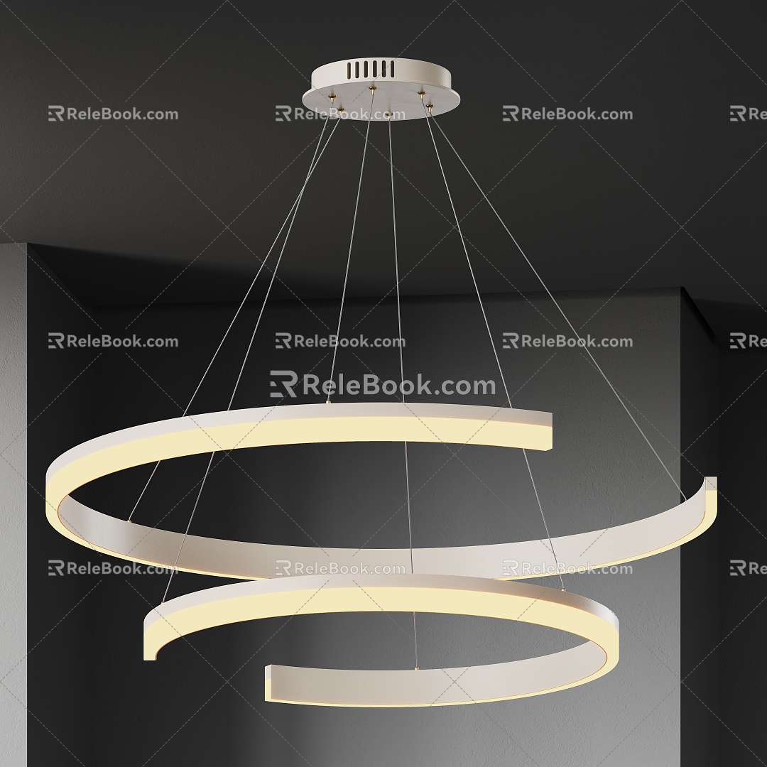 Modern Chandelier Light Luxury Minimalist Cream Style 3d model