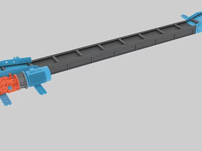 Industrial Mechanical Conveyor Equipment With Blue Orange Motor And Black Transport Track 3d model