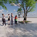 Women Standing Together Outdoor Near Tree With Open Space And Clear Sky