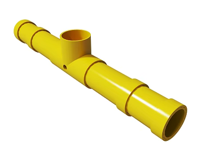Yellow Plastic Pipe Fitting With Vertical Connection For Industrial Pipeline Construction 3d model