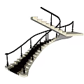 Elegant Spiral Staircase Structure With Black Handrails And White Steps 3d model