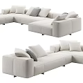 Modern Linen Upholstered Sectional Sofa With Modular Design And Plush Cushions 3d model