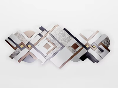 Modern Luxury Geometric Wall Decor Featuring Metal and Marble Accents for Home Interior 3d model