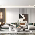 Modern Living Room Interior Design With Sectional Sofa Abstract Painting And Coffee Table