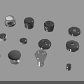 Multiple Black And Silver Switch Panel Knobs In Various Styles For Home Electrical Use 3d model