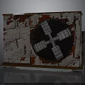 Industrial Ventilation Fan Equipment With Rustic Red White Weathered Surface