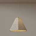 Light Colored Conical Chandelier With Patterned Textured Surface And Glowing Light In Simple Background 3d model