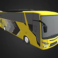 Yellow Coach Bus With Black And Gray Geometric Patterns Exterior Design