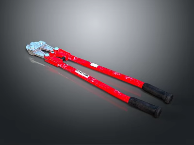 Heavy Duty Red Bolt Cutters With Black Handles For Cutting Metal Rods And Bolts 3d model