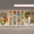 Chillcha Shop Window Display The Hive With Colorful Circular Decorations Handbags And Mannequin