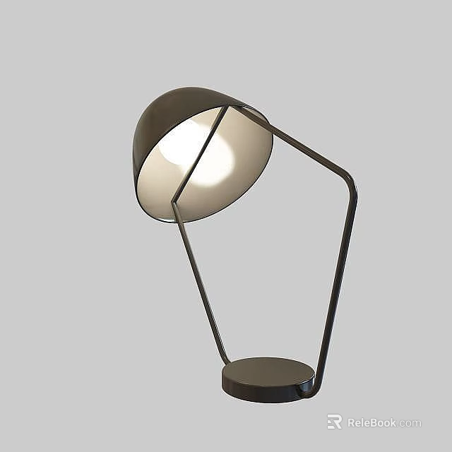 Modern Desk Lamp With Sleek Metal Frame And Dome Shade For Soft Illumination 3d model 