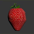 Fresh Red Strawberry With Green Leaves On Dark Background And Juicy Texture