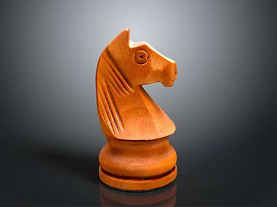Wooden Chess Knight Piece With Polished Surface And Detailed Carving On Dark Background 3d model