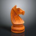 Wooden Chess Knight Piece With Polished Surface And Detailed Carving On Dark Background