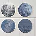 Modern Circular Textured Wall Decor With Gray Blue Embossed Surfaces And Illuminated Edges 3d model