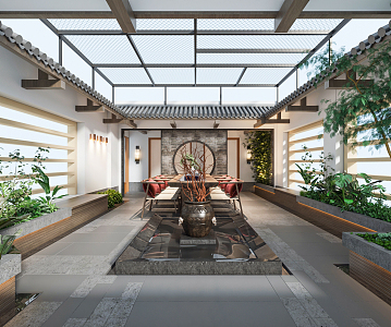 New Chinese Garden Roof Garden 3d model