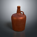 Rustic Brown Clay Jug With Handle On Simple Dark Background 3d model