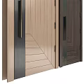 Swing Doors With Light And Dark Wood Grain Design Black And Gold Frames