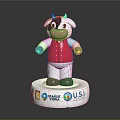 Decorative Cow Themed Furniture Figurine With Red Vest And China USA Logo Base