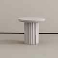 Modern Minimalist Side Table With White Round Tabletop And Fluted Cylindrical Base 3d model