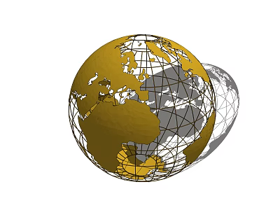 Golden Globe Decorative Ornament Set Featuring Metallic Golden Finish And Intricate Grid Design 3d model