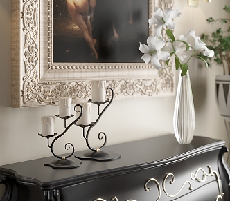 European-style Entrance Cabinet Floral Flower Candle Holder Decorative Painting Wall Lamp 3d model