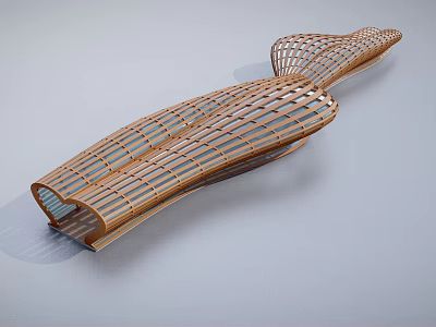 Modern Outdoor Wooden Pergola With Curved Lattice Design And Unique Shape 3d model