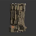 Futuristic Industrial Stone Building With Multi Level Structure And Mechanical Elements