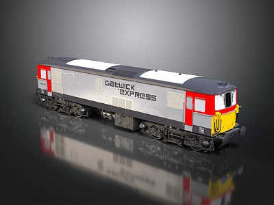 Detailed GBWICK EXPRESS Locomotive Model With Grey Red Yellow And White Design 3d model