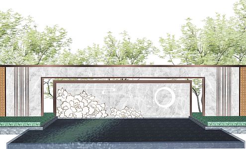 New Chinese style landscape wall landscape wall waterscape wall landscape wall 3d model