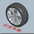 Opel Tire Displaying Silver Wheel Rim And Tread Pattern On Blue Background 3d model