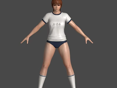 Sports beauty woman student sexy athletes Japanese beauty underwear socks sneaker girls can do action 3d model