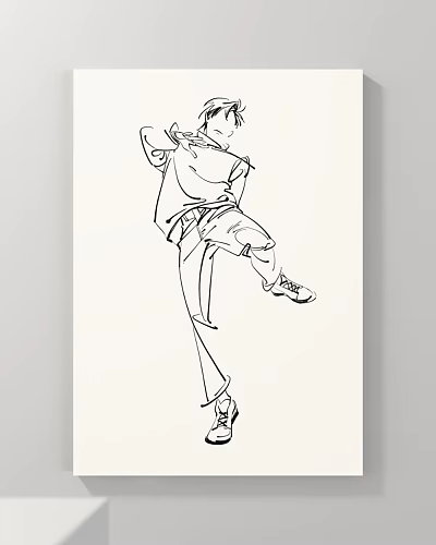 Dynamic Figure Drawing In Line Art Style With One Leg Lifted Pose 3d model