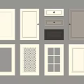 Various Styles of Kitchen Cabinet Doors and Drawers Including Glass Paneled Lattice and Solid Designs