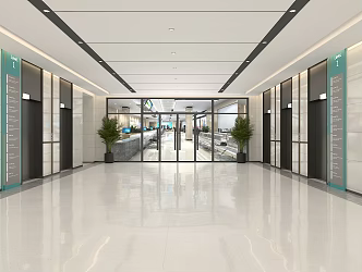 Modern Elevator Hall Light Luxury Elevator Hall Company Elevator Hall Enterprise Elevator Hall Wall Brick Wall Stone Elevator 3d model