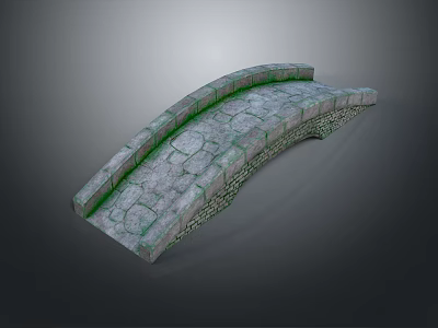 Traditional Stone Arch Bridge Design With Curved Structure And Mossy Slabs 3d model