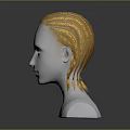 3D Game Film Character Head Model With Blonde Hair And Stylized Design Features