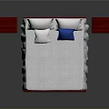 Classic Red Wooden Bed Frame With White Sheet Two Nightstands And Blue Pillow