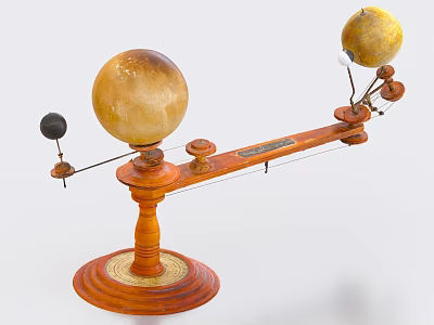 Classic Decorative Ornament Set Featuring Wooden Base Horizontal Bar And Spherical Ornaments For Tabletop Decor 3d model