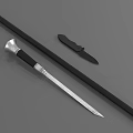Traditional Weapon Set with Sword Knife Black Sheath and Metal Handle