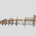 Wooden Boardwalk Structure Featuring Wooden Planks And Railings Design Elements