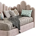 Modern Kids Bed With Soft Upholstered Headboard Decorative Pillows And Cozy Blanket