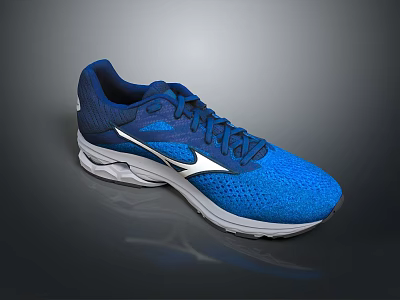Blue Running Shoes With Mesh Upper White Sole And Lace Up Design 3d model