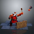 Viking Warrior With Beard Tossing Fireball At Flying Creature 3d model