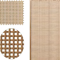 Wooden Woven Room Divider With Grid Patterns And Interior Design 3d model