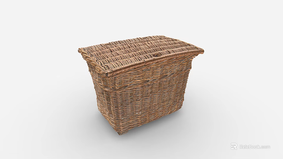 Handcrafted Woven Wicker Storage Basket with Lid for Home Organization and Daily Use 3d model 