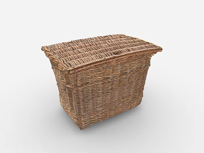 Handcrafted Woven Wicker Storage Basket with Lid for Home Organization and Daily Use 3d model