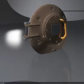 Golden Metal Swing Door Component With Circular Plate And Yellow Handle