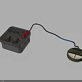 Electronic Measuring Device With Metal Casing Red Gray Buttons Connected Cable And Circular Dial Pointer 3d model